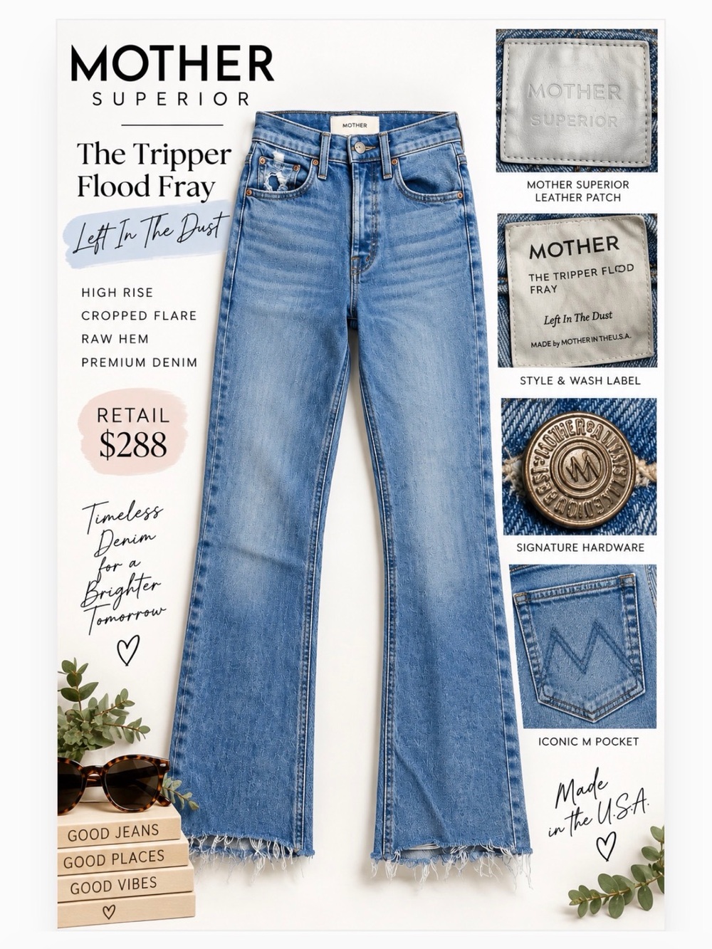 Mother Superior Tripper Flood Frag Jeans 24 Left In The DustHigh Rise Flare